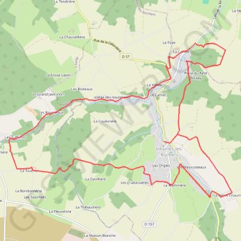 Itinéraire Villaines-les-Rochers, distance, dénivelé, altitude, carte, profil, trace GPS