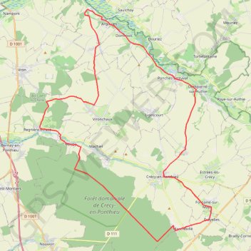 Itinéraire Les Vieux Chênes - Crécy-en-Ponthieu, distance, dénivelé, altitude, carte, profil, trace GPS