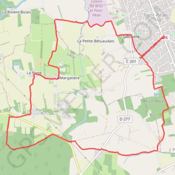 Itinéraire La Roche qui Chôme - Pont-Péan, distance, dénivelé, altitude, carte, profil, trace GPS