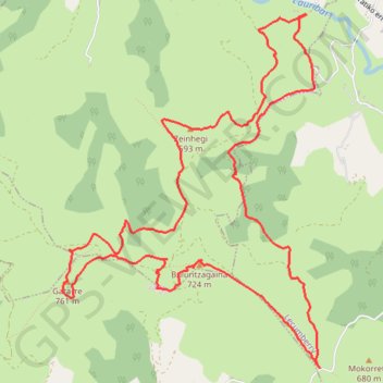 Itinéraire Buluntza, Gatarre, Zeinegi en circuit depuis Lecumberry, distance, dénivelé, altitude, carte, profil, trace GPS