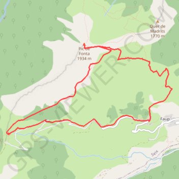 Itinéraire Le Pic de Fonta, distance, dénivelé, altitude, carte, profil, trace GPS