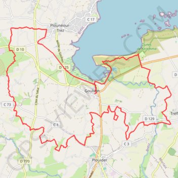 Itinéraire Kermabon-goulven, distance, dénivelé, altitude, carte, profil, trace GPS