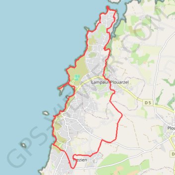 Itinéraire Sentier côtier de Lampaul-Plouarzel, distance, dénivelé, altitude, carte, profil, trace GPS