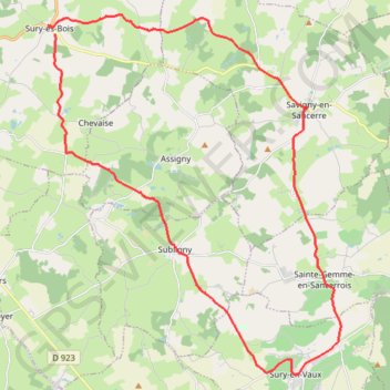 Itinéraire Sury-ès-Bois, distance, dénivelé, altitude, carte, profil, trace GPS