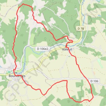 Itinéraire Boucle de Bourdeilles, distance, dénivelé, altitude, carte, profil, trace GPS