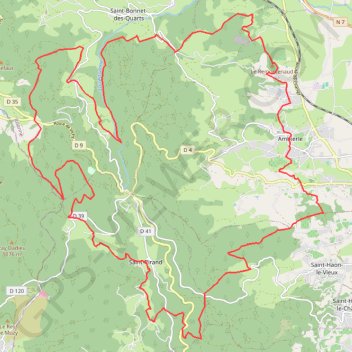 Itinéraire Sur les Monts de la Madeleine - Ambierle, distance, dénivelé, altitude, carte, profil, trace GPS