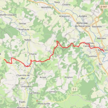 Itinéraire Navarrenx - Aroue, distance, dénivelé, altitude, carte, profil, trace GPS
