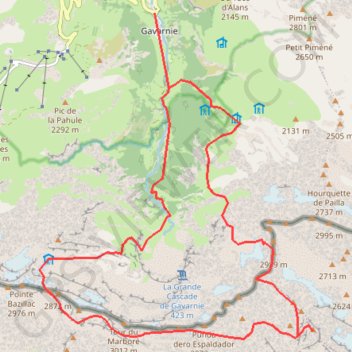 Itinéraire Pic du Marboré et Cylindre du Marboré depuis Gavarnie, distance, dénivelé, altitude, carte, profil, trace GPS