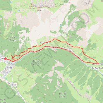 Itinéraire Ceillac - Les Chalmettes en raquettes, distance, dénivelé, altitude, carte, profil, trace GPS