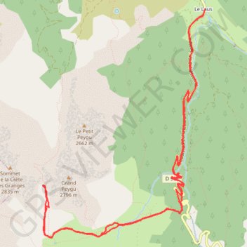 Itinéraire Le Laus - Col des Peygus, distance, dénivelé, altitude, carte, profil, trace GPS