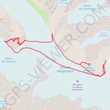 Itinéraire Glacier d'Argentière, distance, dénivelé, altitude, carte, profil, trace GPS