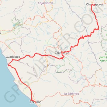 Itinéraire Chachapoyas-Trujillo, distance, dénivelé, altitude, carte, profil, trace GPS
