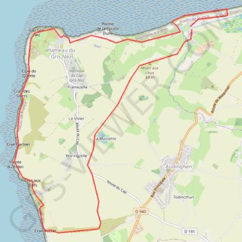 Itinéraire La Galoche solognote, Cap Gris Nez, distance, dénivelé, altitude, carte, profil, trace GPS