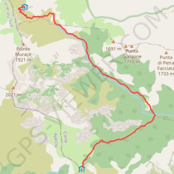 Itinéraire GR20 Onda - Petra Piana, distance, dénivelé, altitude, carte, profil, trace GPS