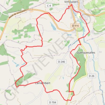 Itinéraire Au pays du Camembert, distance, dénivelé, altitude, carte, profil, trace GPS