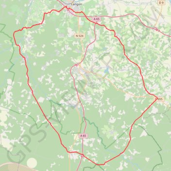 Itinéraire Villandraut Captieux Grignols Langon, distance, dénivelé, altitude, carte, profil, trace GPS