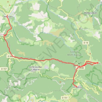 Itinéraire Test 2 GR6 Meyrues - L'espérou, distance, dénivelé, altitude, carte, profil, trace GPS
