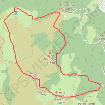 Itinéraire ROCHE EN FOREZ-Auberbe de GARNIER-ROCHE, distance, dénivelé, altitude, carte, profil, trace GPS