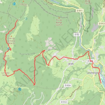 Itinéraire Lescheraines_Bange_1, distance, dénivelé, altitude, carte, profil, trace GPS