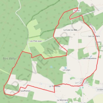 Itinéraire Au fil des chemins d'Écouves - La pierre aux Busards, distance, dénivelé, altitude, carte, profil, trace GPS