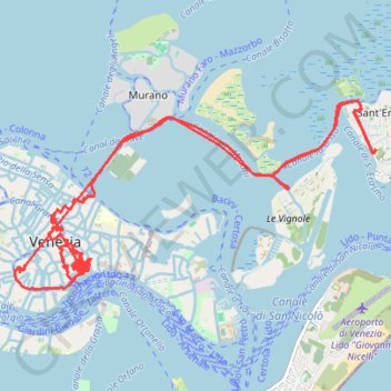 Itinéraire Venise (Visite du Centre depuis Sant Erasmo), distance, dénivelé, altitude, carte, profil, trace GPS