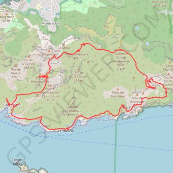 Itinéraire Calanques - Callelongue - Walkyries - Marseilleveyre, distance, dénivelé, altitude, carte, profil, trace GPS