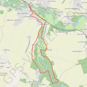 Itinéraire Esvres LB, distance, dénivelé, altitude, carte, profil, trace GPS