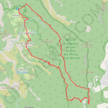 Itinéraire Aurère par Sentier Augustave, distance, dénivelé, altitude, carte, profil, trace GPS