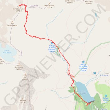 Itinéraire Pointe de l'Observatoire, distance, dénivelé, altitude, carte, profil, trace GPS