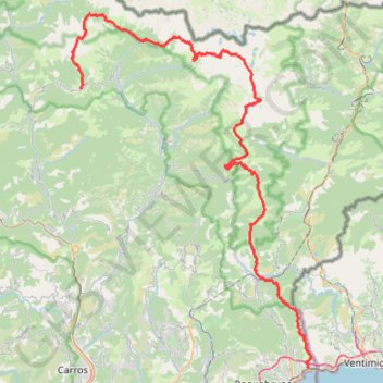 Itinéraire Saint-Dalmas - Menton, distance, dénivelé, altitude, carte, profil, trace GPS
