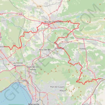 Itinéraire GR Randonnée de Vitrolles à Auriol (Bouches-du-Rhône), distance, dénivelé, altitude, carte, profil, trace GPS