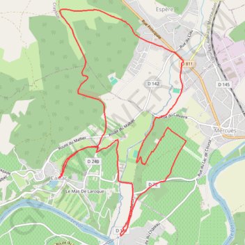Itinéraire Caillac-Espère, distance, dénivelé, altitude, carte, profil, trace GPS