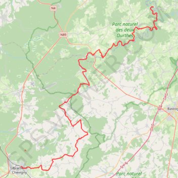 Itinéraire GR57_Sentier-l'Ourthe-Occidentale-Parcours-principal_2022-02-06, distance, dénivelé, altitude, carte, profil, trace GPS