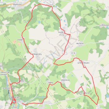 Itinéraire 23-75, distance, dénivelé, altitude, carte, profil, trace GPS