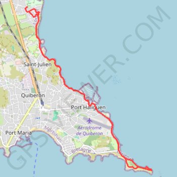 Itinéraire QUIBERON - Pointe de Conguel, distance, dénivelé, altitude, carte, profil, trace GPS
