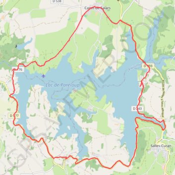 Itinéraire Autour du lac de Pareloup à vélo, distance, dénivelé, altitude, carte, profil, trace GPS