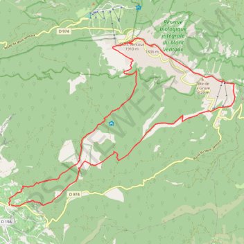 Itinéraire RANDO Mont Ventoux, distance, dénivelé, altitude, carte, profil, trace GPS