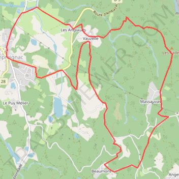Itinéraire compreignac -1602399, distance, dénivelé, altitude, carte, profil, trace GPS