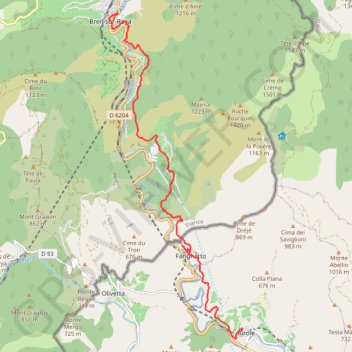 Itinéraire Airole, Breil-sur-Roya, distance, dénivelé, altitude, carte, profil, trace GPS