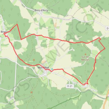 Itinéraire De Brosses à Vaudonjon, distance, dénivelé, altitude, carte, profil, trace GPS