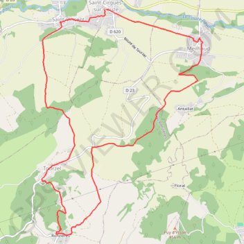 Itinéraire Saint Cirgues, distance, dénivelé, altitude, carte, profil, trace GPS