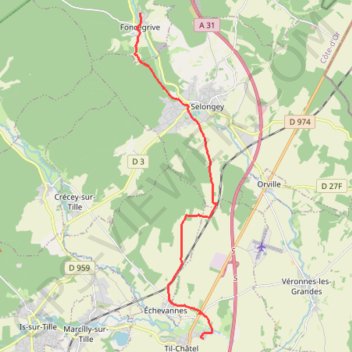 Itinéraire 21120 Til-Châtel to 5 Chemin de Barme, distance, dénivelé, altitude, carte, profil, trace GPS
