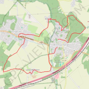 Itinéraire Bris sous Forges - Forges les Bains, distance, dénivelé, altitude, carte, profil, trace GPS