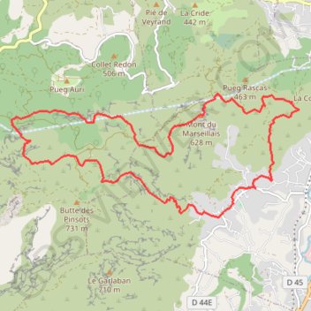 Itinéraire Le Garlaban - Mont du Marseillais, distance, dénivelé, altitude, carte, profil, trace GPS