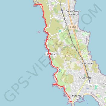 Itinéraire Randonnée a Quiberon, distance, dénivelé, altitude, carte, profil, trace GPS