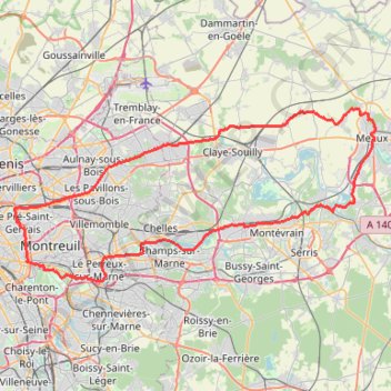 Itinéraire Vincennes - Meaux-15109639, distance, dénivelé, altitude, carte, profil, trace GPS