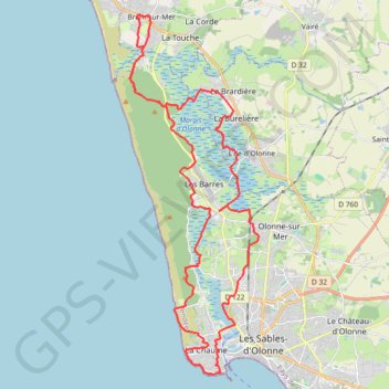 Itinéraire la-chaume2-43km, distance, dénivelé, altitude, carte, profil, trace GPS