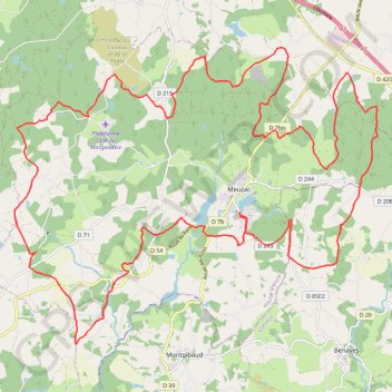 Itinéraire MEUZAC Puy et Landes + Caux + Haute Faye, distance, dénivelé, altitude, carte, profil, trace GPS