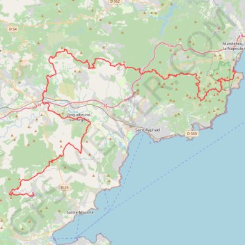 Itinéraire Randonnée entre Théoule-sur-Mer et Le Plan-de-la-Tour, distance, dénivelé, altitude, carte, profil, trace GPS