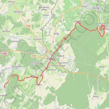 Itinéraire EJ 2 Les Planches Passenans, distance, dénivelé, altitude, carte, profil, trace GPS